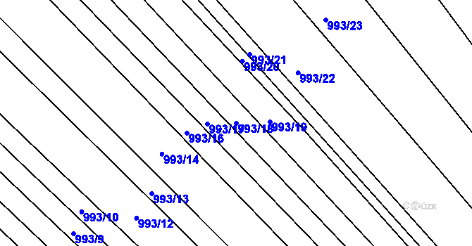 Parcela st. 993/18 v KÚ Mistřín, Katastrální mapa