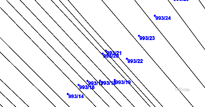 Parcela st. 993/20 v KÚ Mistřín, Katastrální mapa