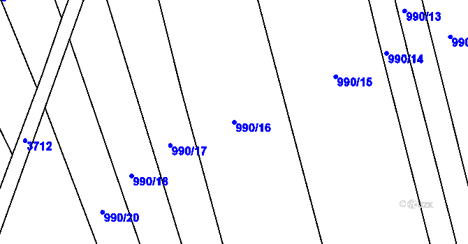 Parcela st. 990/16 v KÚ Mistřín, Katastrální mapa