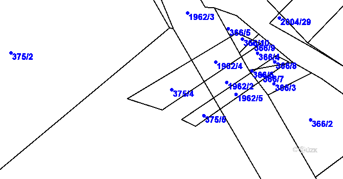 Parcela st. 375/4 v KÚ Mistřín, Katastrální mapa