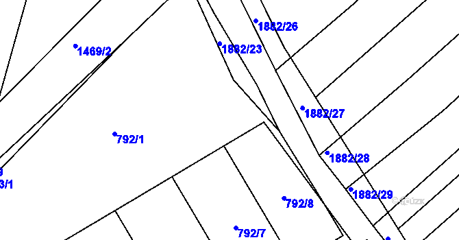 Parcela st. 792/3 v KÚ Mistřín, Katastrální mapa