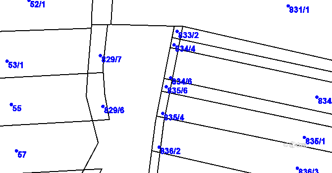 Parcela st. 835/6 v KÚ Mistřín, Katastrální mapa