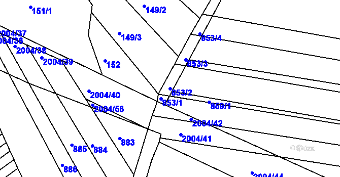 Parcela st. 853/2 v KÚ Mistřín, Katastrální mapa