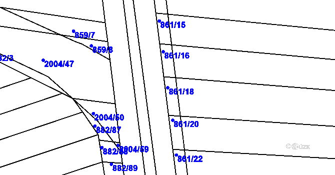 Parcela st. 861/18 v KÚ Mistřín, Katastrální mapa