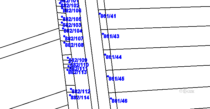 Parcela st. 861/44 v KÚ Mistřín, Katastrální mapa