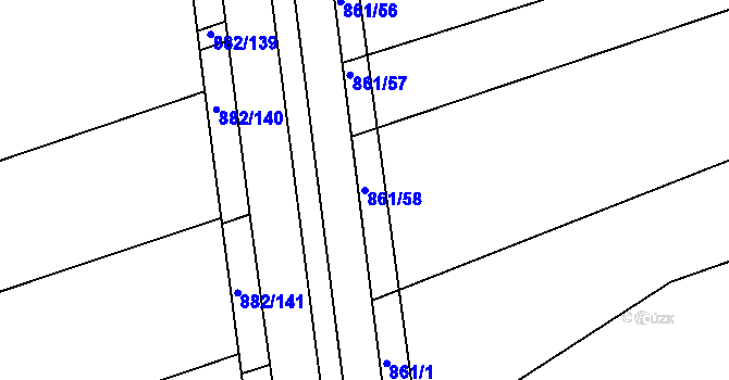 Parcela st. 861/58 v KÚ Mistřín, Katastrální mapa
