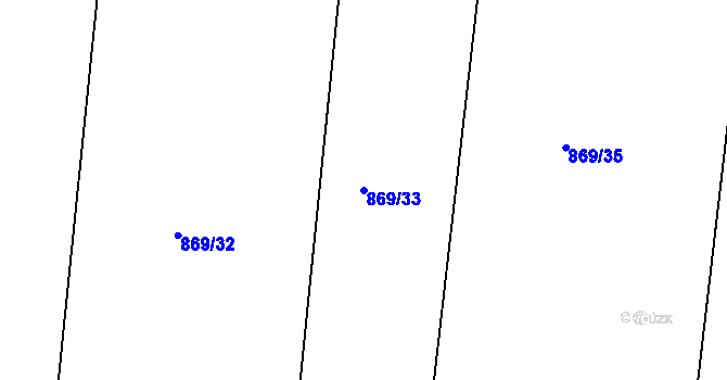 Parcela st. 869/33 v KÚ Mistřín, Katastrální mapa