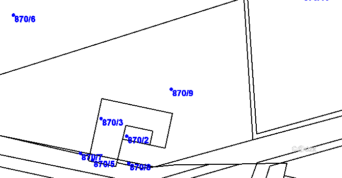 Parcela st. 870/9 v KÚ Mistřín, Katastrální mapa