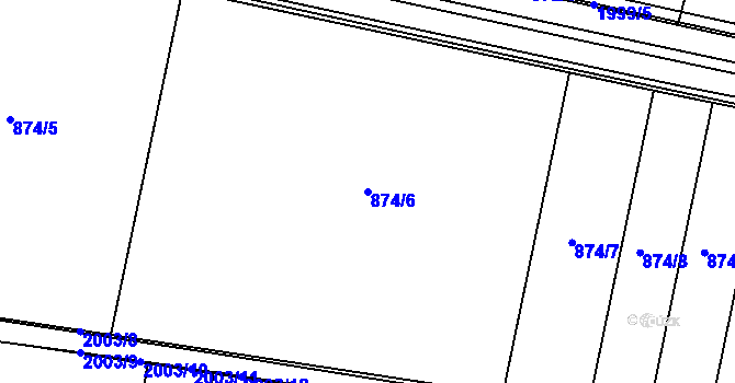Parcela st. 874/6 v KÚ Mistřín, Katastrální mapa