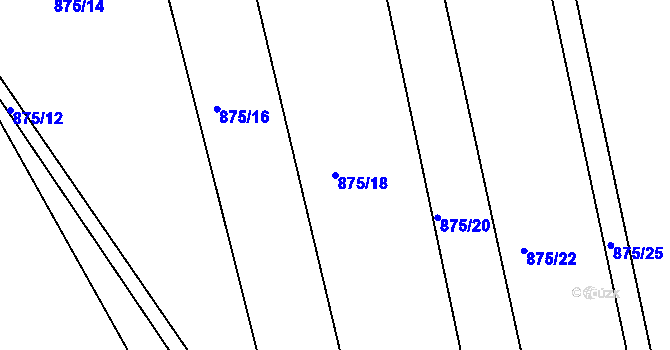 Parcela st. 875/18 v KÚ Mistřín, Katastrální mapa
