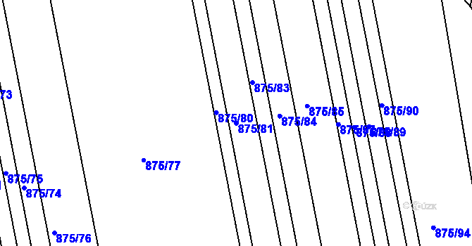 Parcela st. 875/81 v KÚ Mistřín, Katastrální mapa
