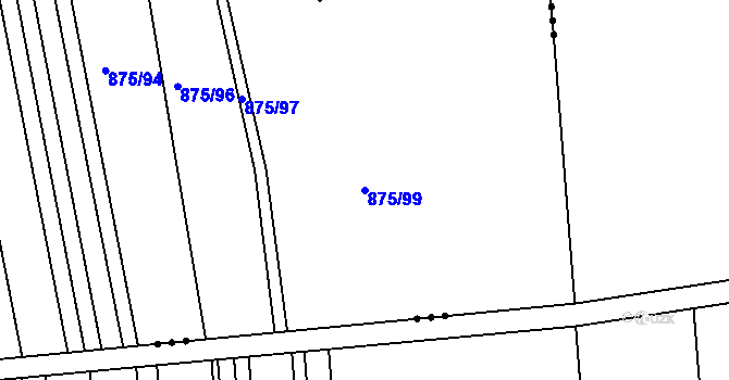 Parcela st. 875/99 v KÚ Mistřín, Katastrální mapa