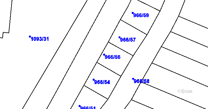 Parcela st. 966/56 v KÚ Mistřín, Katastrální mapa