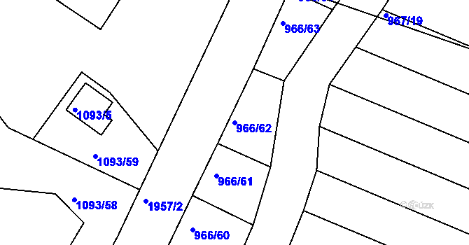 Parcela st. 966/62 v KÚ Mistřín, Katastrální mapa