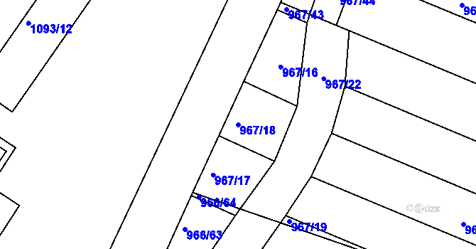 Parcela st. 967/18 v KÚ Mistřín, Katastrální mapa