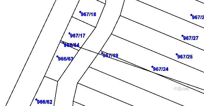 Parcela st. 967/19 v KÚ Mistřín, Katastrální mapa
