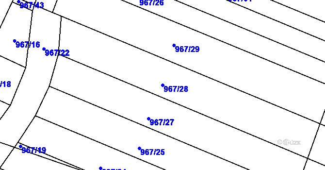 Parcela st. 967/28 v KÚ Mistřín, Katastrální mapa