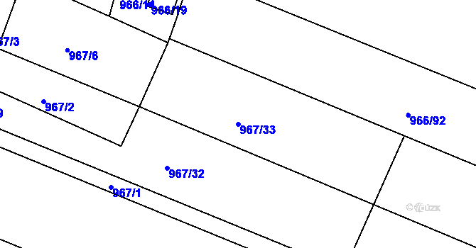 Parcela st. 967/33 v KÚ Mistřín, Katastrální mapa