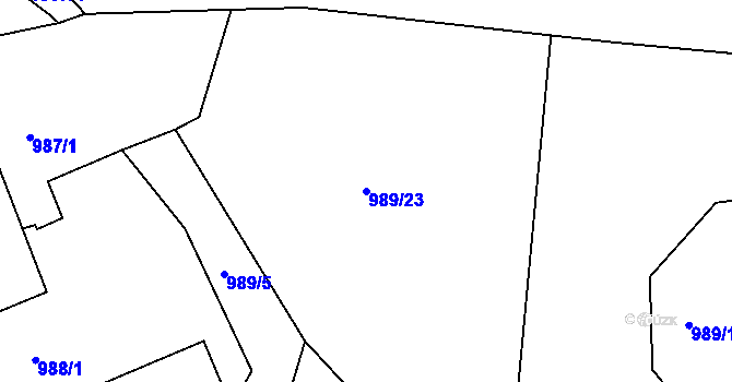 Parcela st. 989/23 v KÚ Mistřín, Katastrální mapa