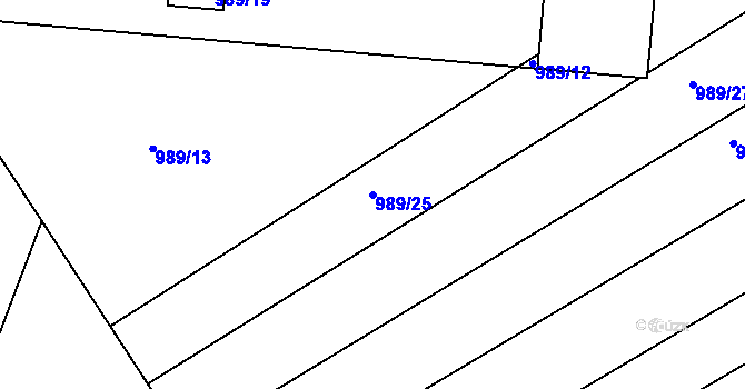 Parcela st. 989/25 v KÚ Mistřín, Katastrální mapa