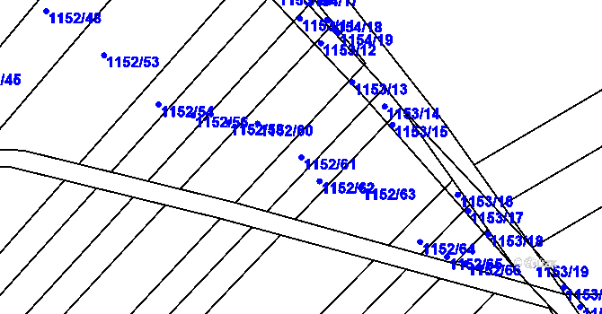 Parcela st. 1152/61 v KÚ Mistřín, Katastrální mapa