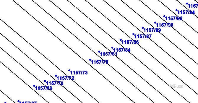 Parcela st. 1157/81 v KÚ Mistřín, Katastrální mapa