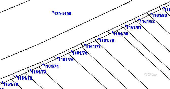 Parcela st. 1161/77 v KÚ Mistřín, Katastrální mapa