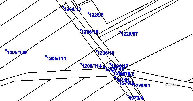 Parcela st. 1206/16 v KÚ Mistřín, Katastrální mapa