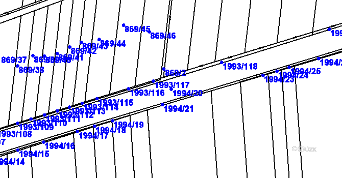 Parcela st. 1994/20 v KÚ Mistřín, Katastrální mapa