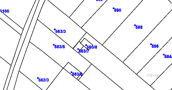 Parcela st. 563/8 v KÚ Mistřín, Katastrální mapa