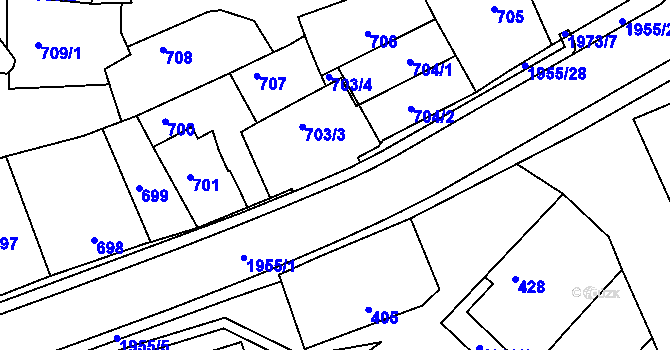 Parcela st. 703/2 v KÚ Mistřín, Katastrální mapa