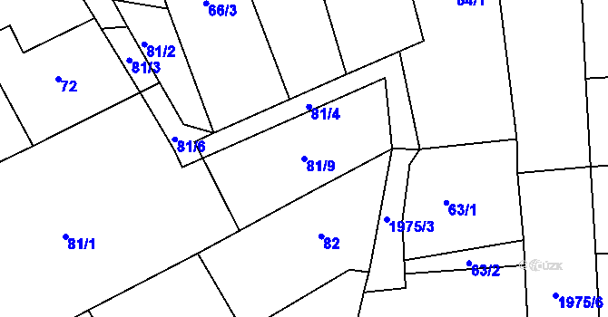 Parcela st. 81/9 v KÚ Mistřín, Katastrální mapa
