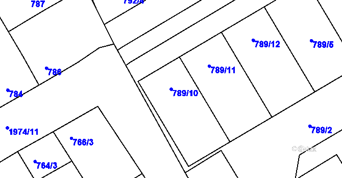 Parcela st. 789/10 v KÚ Mistřín, Katastrální mapa
