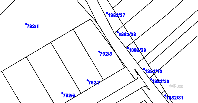 Parcela st. 792/8 v KÚ Mistřín, Katastrální mapa