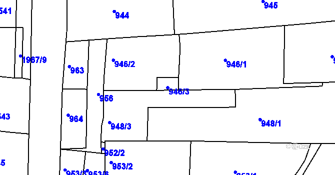 Parcela st. 946/3 v KÚ Mistřín, Katastrální mapa