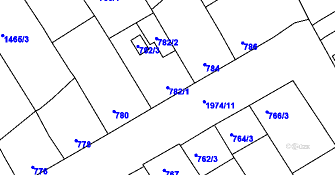 Parcela st. 782/1 v KÚ Mistřín, Katastrální mapa
