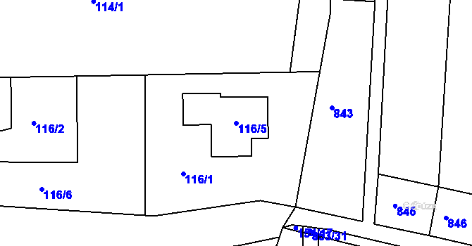 Parcela st. 116/5 v KÚ Mistřín, Katastrální mapa