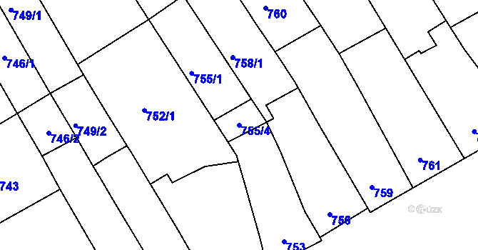 Parcela st. 755/4 v KÚ Mistřín, Katastrální mapa