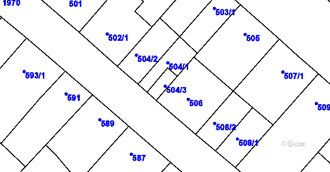 Parcela st. 504/3 v KÚ Mistřín, Katastrální mapa