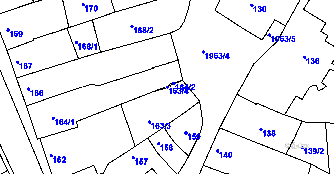 Parcela st. 163/4 v KÚ Mistřín, Katastrální mapa