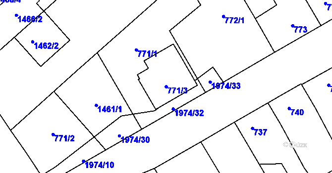 Parcela st. 771/3 v KÚ Mistřín, Katastrální mapa