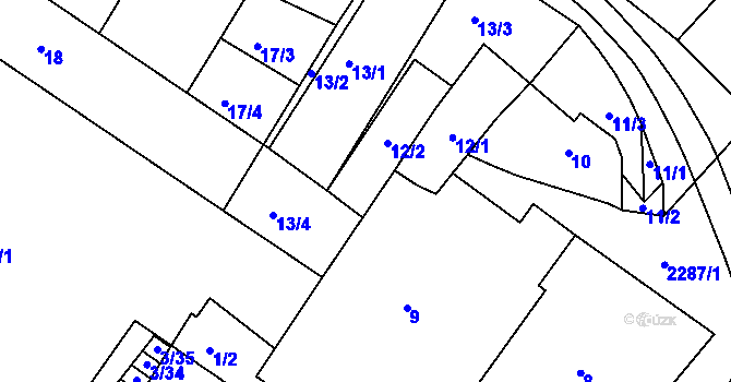 Parcela st. 12/2 v KÚ Svatobořice, Katastrální mapa