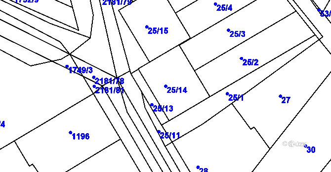 Parcela st. 25/14 v KÚ Svatobořice, Katastrální mapa