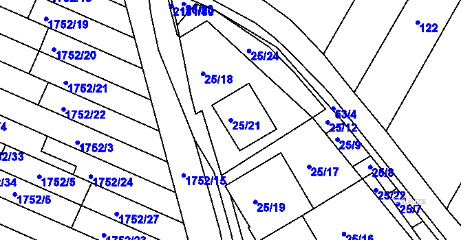Parcela st. 25/21 v KÚ Svatobořice, Katastrální mapa