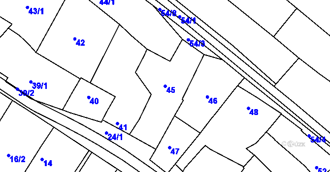 Parcela st. 45 v KÚ Svatobořice, Katastrální mapa