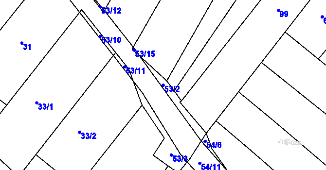 Parcela st. 53/2 v KÚ Svatobořice, Katastrální mapa