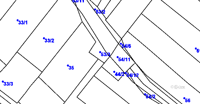 Parcela st. 53/3 v KÚ Svatobořice, Katastrální mapa