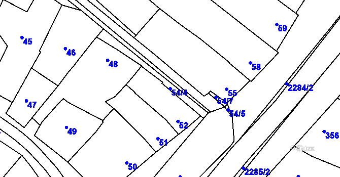 Parcela st. 54/4 v KÚ Svatobořice, Katastrální mapa