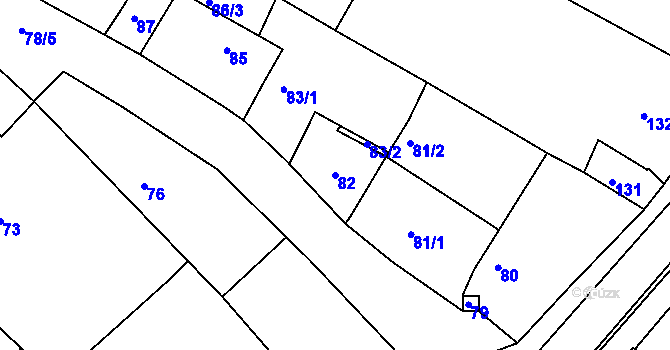 Parcela st. 82 v KÚ Svatobořice, Katastrální mapa