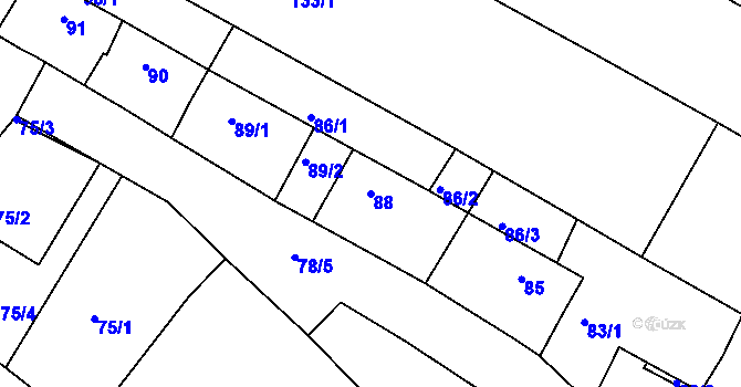 Parcela st. 88 v KÚ Svatobořice, Katastrální mapa